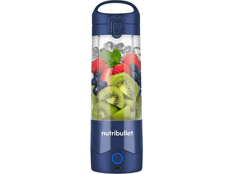 Batidora de vaso - nutribullet Portable, Personal, Vaso portátil 0.475 l, Asa transportable, Carga USB-C, 2000 mAh, 15 ciclos x carga, Azul (imagen 1 de 3)