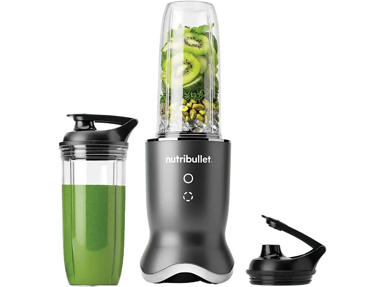 Batidora de vaso - nutribullet Ultra 1200W, personal, Táctil, Silenciosa, Tapas para llevar, 0.9 l/0.7 l, Gris oscuro