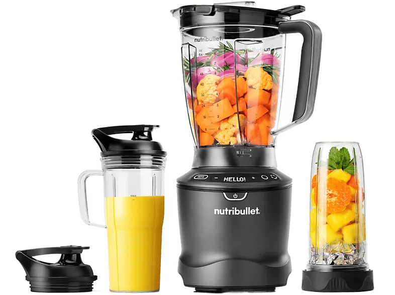 Batidora de vaso - nutribullet SmartSense 1500 Combo, Jarra 1.89 l, Vaso 946 ml, Gris oscuro
