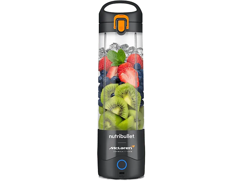 Batidora de vaso - nutribullet McLaren F1 Team Portable, Personal, Vaso portátil, 0.475 l, Carga USB-C, 2000 mAh, Gris/Papaya