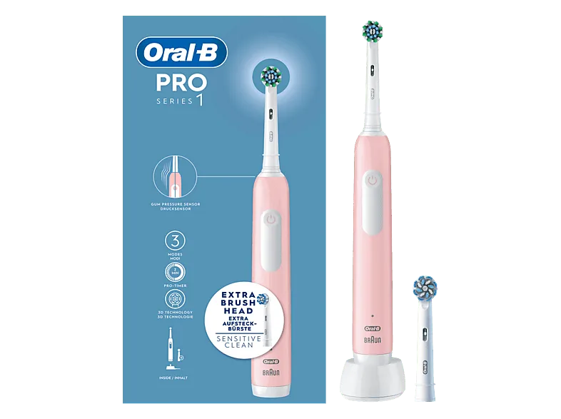 Cepillo eléctrico - Oral-B Pro Series 1, 3 Modos, Tecnología 3D, Diseñado Por Braun, Rosa