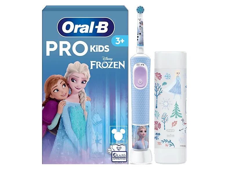 Cepillo eléctrico infantil - Oral-B Pro Kids Frozen, 2 modos, Estuche de viaje, +3 Años, Acceso app Disney, Diseñado Por Braun