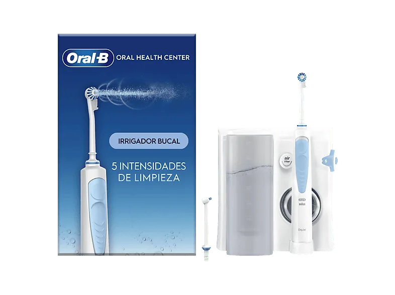 Irrigador - Oral-B Bucal, Tecnología Oxyjet, 5 niveles de presión agua, 4 tipos chorro, 1 Cabezal Waterjet