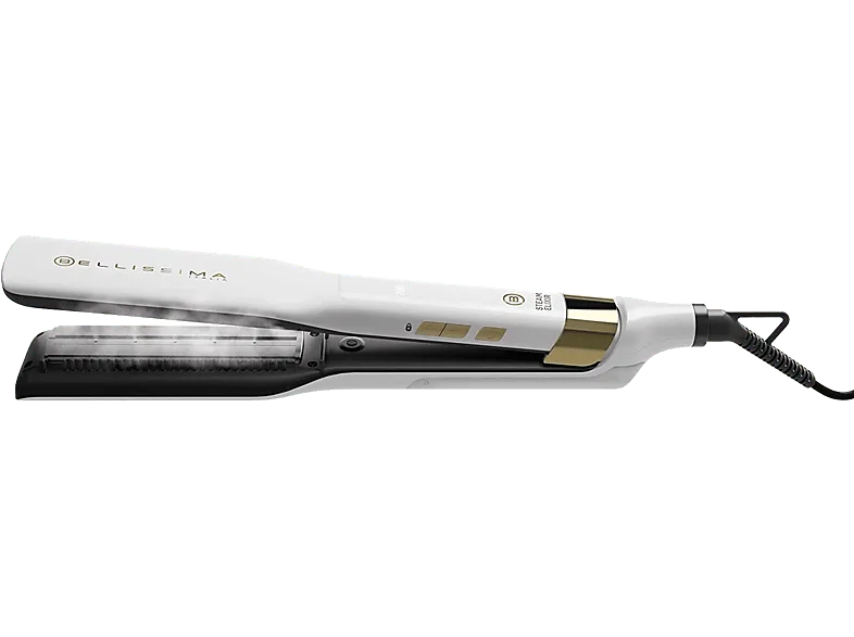 Plancha de pelo - Imetec Bellissima Steam Elixir, Cerámica, 230 °C, Calentamiento rápido, LED, Blanco y Dorado (imagen 1 de 3)