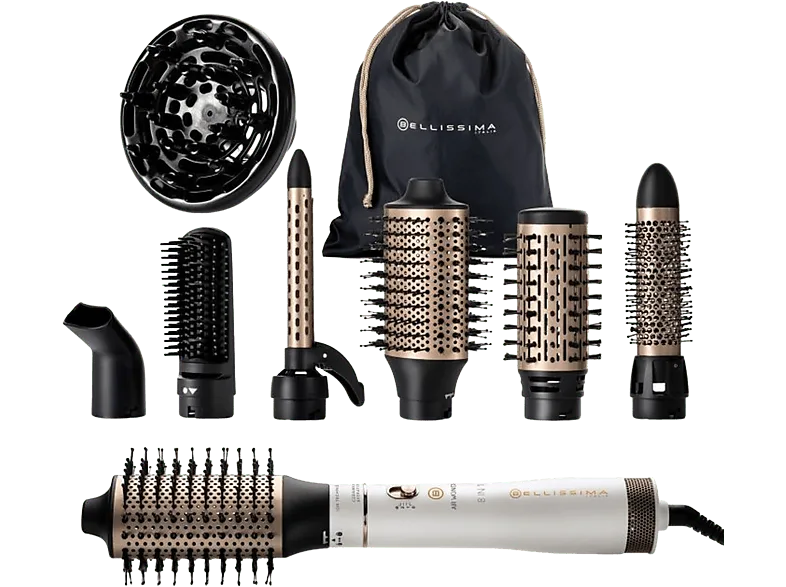 Moldeador - Bellissima Air Wonder 8 en 1, Tecnología iónica, Protección cerámica, Wet & Dry, Blanco satinado (imagen 1 de 3)