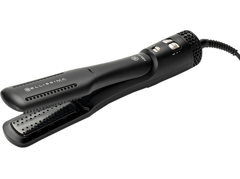 Plancha Secador - Bellissima 2 en 1 Airsleek®, Revestimiento de Cerámica y Queratina, 640W, Velocidades, Temperaturas, Negro, Oro