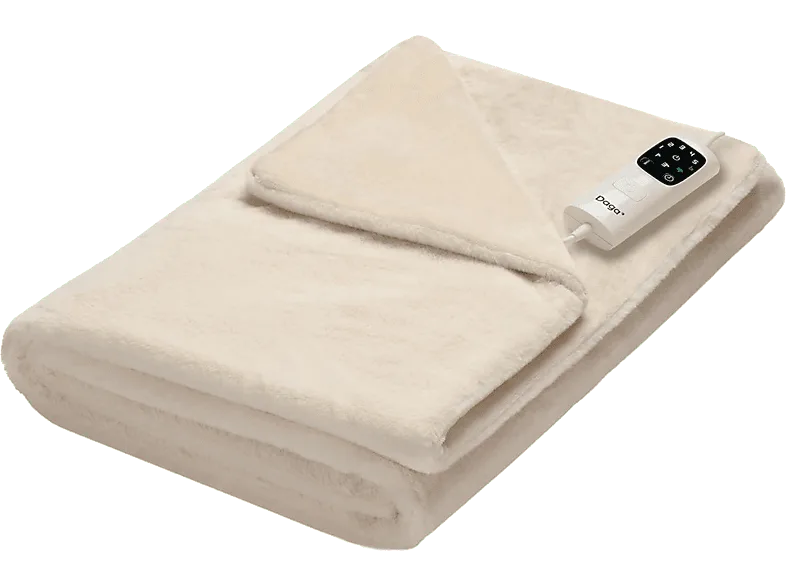 Manta eléctrica - Daga Relax Suave Elegante, 150 W, 6 niveles de temperatura, Calentamiento rápido, Crema