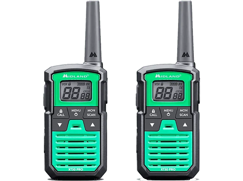 Walkie Talkie - Midland XT30 Pro, Carga Rápida, 16 canales, USB, Alcance de 6 km, Verde