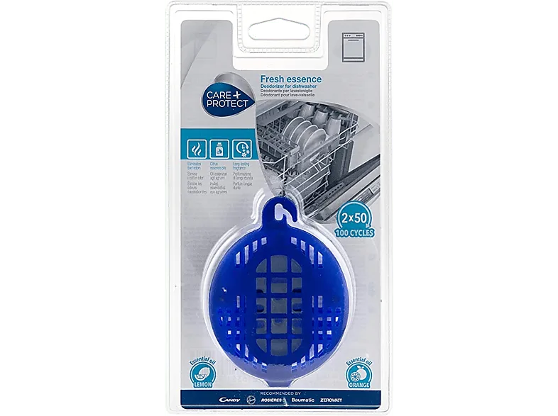 Accesorio Lavavajillas - Care + Protect CPO2002, Ambientador y Eliminador De Olores, Fragancia Lima Naranja, Universal, Azul