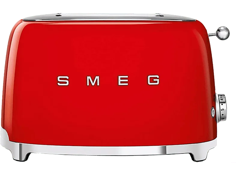 Tostadora - Smeg TSF01RDEU, 950 W, 2 Ranuras, rebanadas cortas, 50's Style, Acabado brillante, Rojo (imagen 1 de 2)