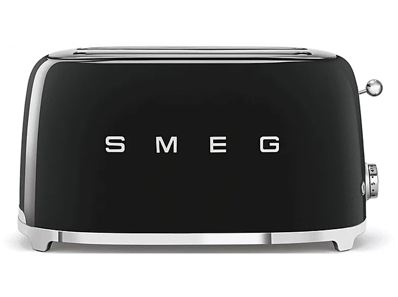 Tostadora - Smeg TSF02BLEU, 6 niveles, 1500 W, 4 rebanadas, 2 ranuras, Función descongelar/recalentar, Negro
