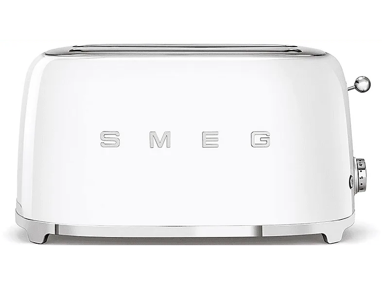 Tostadora - Smeg TSF02WHEU, 1500W, 4 rebanadas, 6 niveles, Función descongelar y bagel, Vintage, Blanco