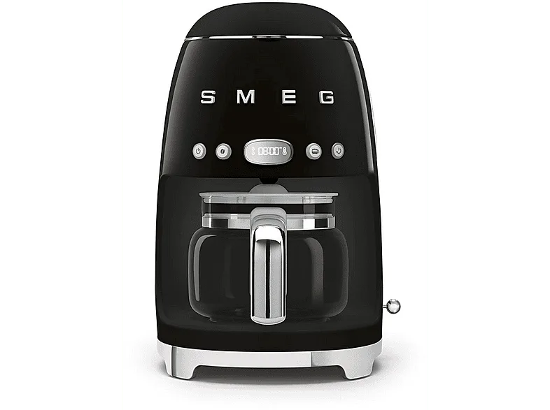 Cafetera de goteo - Smeg DCF02BLEU, 50's Style, 1050 W, 10 tazas, 1.4 l, 8 funciones, Filtro permanente, Negro