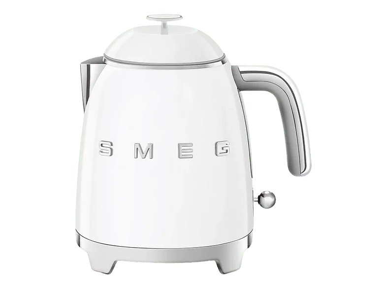 Hervidor de agua - Smeg KLF05WHEU Kettles 50's Style, 0.8 l, 1400 W, Filtro Agua, Control mecánico, Blanco