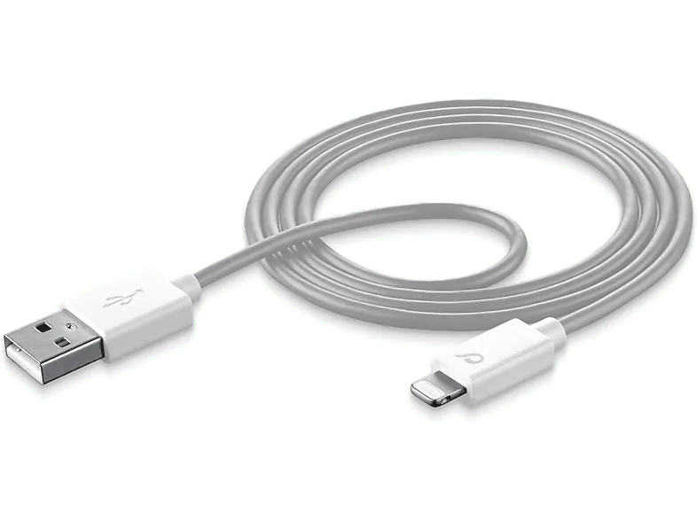 Cable USB a Lightning - CellularLine, Lightning, 100 cm, 12 W, Blanco