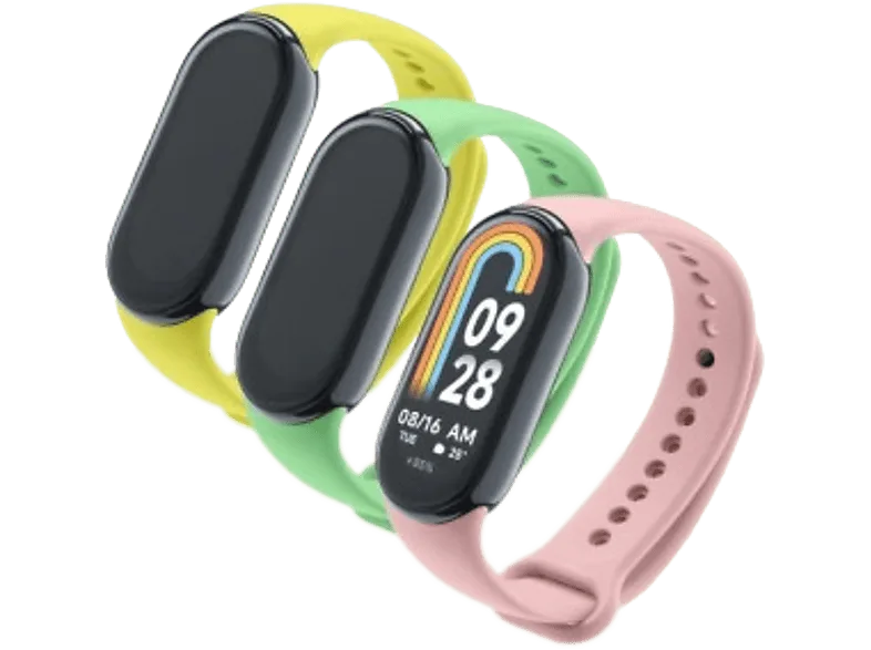 Correa - CellularLine KIT BAND, Kit 3 correas, Para Xiaomi Mi Smart Band 8, Silicona, Amarillo / Verde Rosa