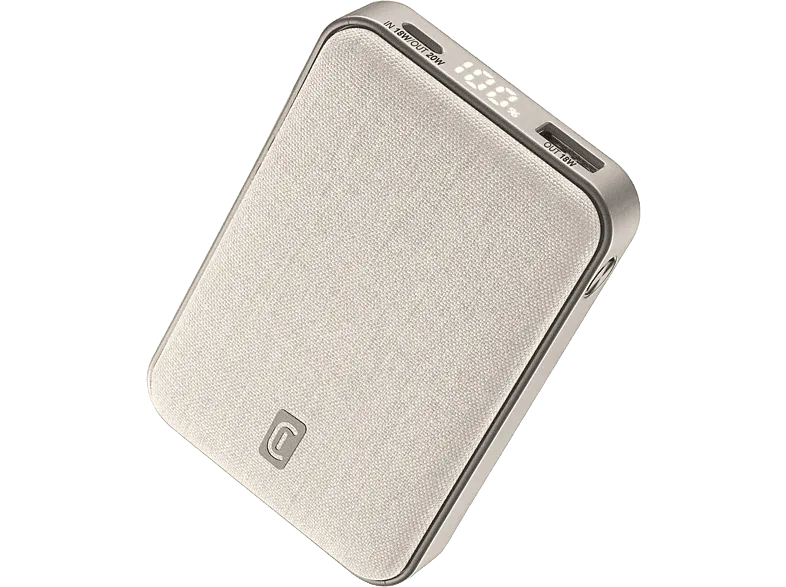 Powerbank - CellularLine Glam, 10000 mAh, 20W, Hasta 72h de carga, USB C, A, Blanco