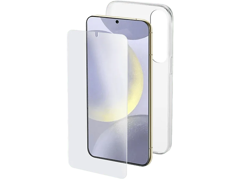 Funda + Protector pantalla - CellularLine KIT CASE GLASS, Samsung Galaxy S25, Transparente