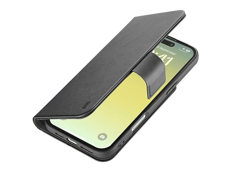 Funda móvil - CellularLine BOOK AGENDA, Para iPhone 17 Air, Imitación piel y Cierre magnético, Con tapa tarjetero, Negro