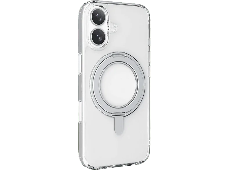 Funda móvil - CellularLine SPIN MAG, Para iPhone 17, Con soporte de anillo giratorio, Compatible con el ecosistema Magsafe, Transparente