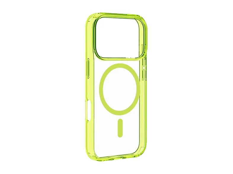 Funda móvil - CellularLine ICONIC MAG, Para iPhone 17 Pro, Ultrarresistente, MagSafe, Lima y Transparente