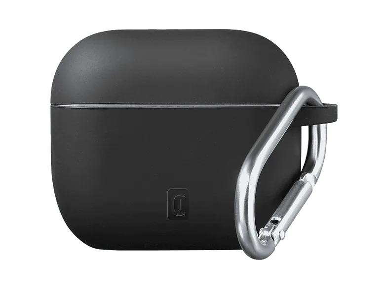 Funda - CellularLine Bounce, Compatible con AirPods Pro 3, Silicona, Con Gancho, Negro