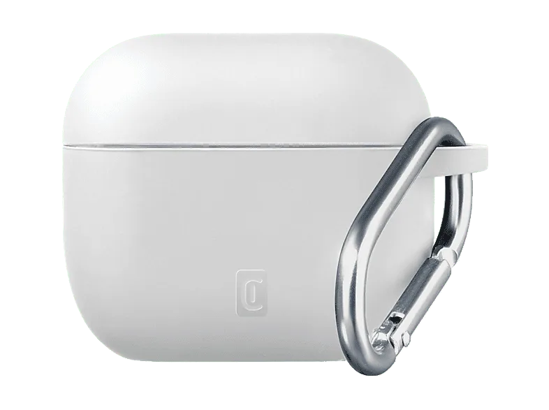 Funda - CellularLine Bounce, Compatible con AirPods Pro 3, Silicona, Con Gancho, Blanco