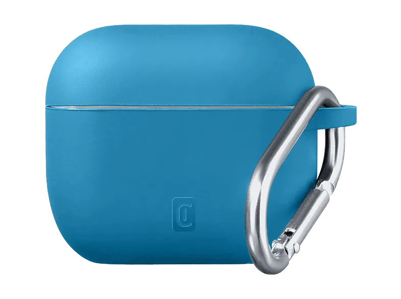 Funda - CellularLine Bounce, Compatible con AirPods Pro 3, Silicona, Con Gancho, Azul