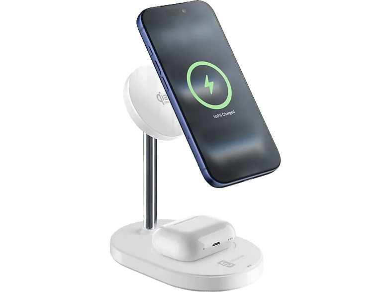 Cargador móvil inalámbrico - CellularLine, Mag Duo 2in1 Wireless Qi2.2, Estación de carga 25 W, Universal, Blanco