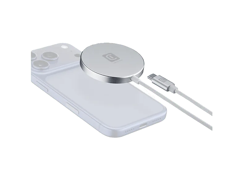 Cargador móvil inalámbrico - CellularLine Mag Pad Qi2.2 25W, Universal, Blanco