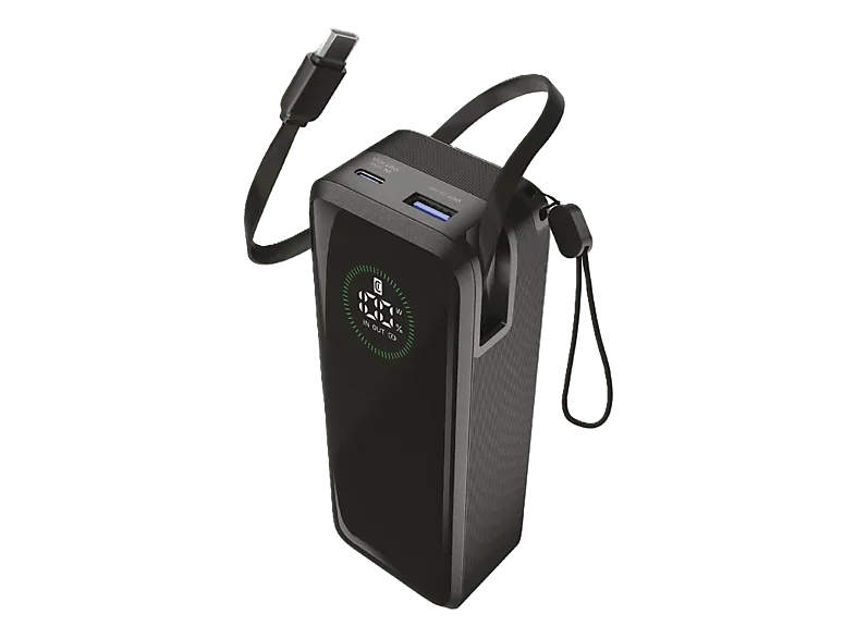 Powerbank - CellularLine Roller, 20000 mAh, Carga rápida, 65 W, Hasta 144h de carga, USB C, USAB A, Negro (imagen 1 de 3)