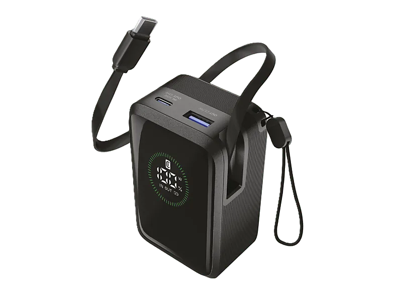 Powerbank - CellularLine Roller, 10000 mAh, Carga rápida, 45 W, Hasta 72h de carga, USB C, USAB A, Negro (imagen 1 de 3)