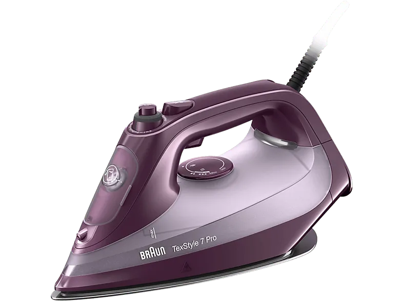 Plancha de vapor -Braun TexStyle 7 Pro SI7181VI, 3000 W, 0.3 l, Golpe 230 gr/min, Suela FreeGlide 3D, Autoapagado, Violeta