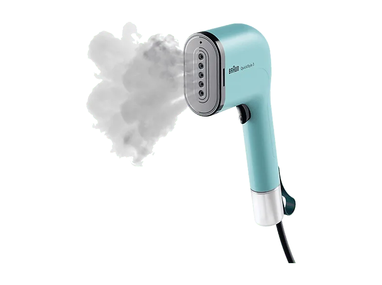 Plancha de vapor vertical - Braun QuickStyle 3 GS3013GR, 1100 W, 70 ml, Vapor 20 g/min, Calentamiento rápido, Verde claro