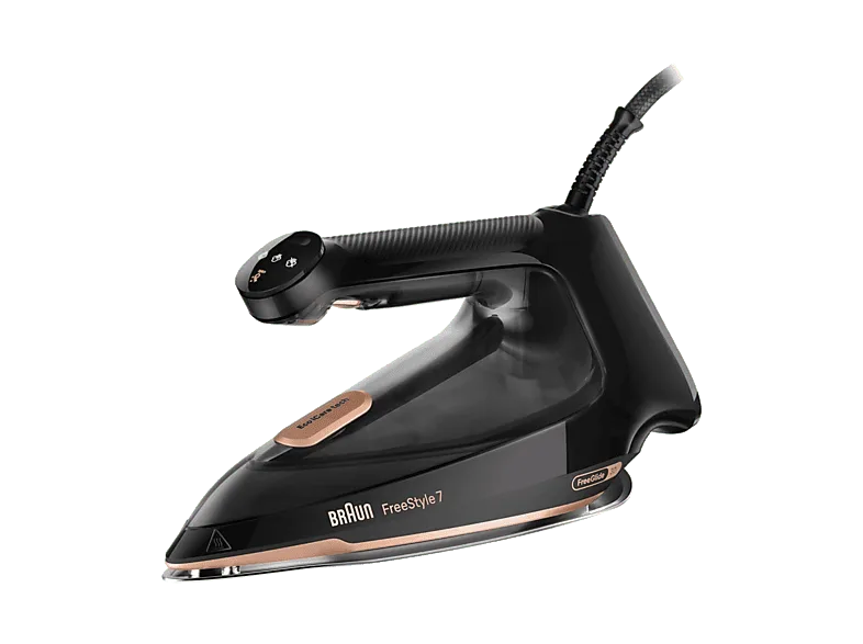 Plancha de vapor - Braun FI7276BK, Golpe vapoR 250g, Depósito agua 350 ml, Anti-goteo, Auto-Limpieza, Negro/Cobre