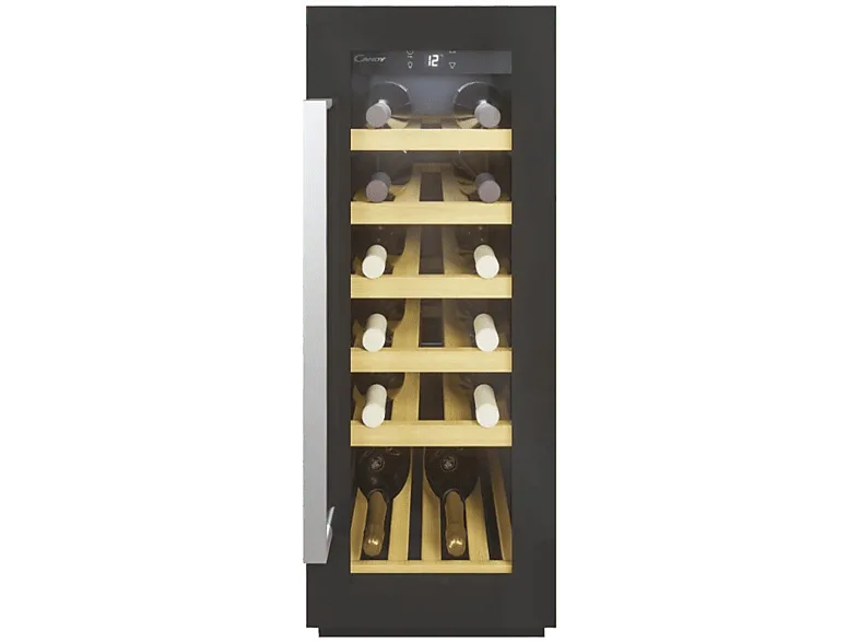Vinoteca integrable - Candy CCVB 30/1, 58 l, 20 botellas, Anti UV, Iluminación LED, 81.3 cm, Negro