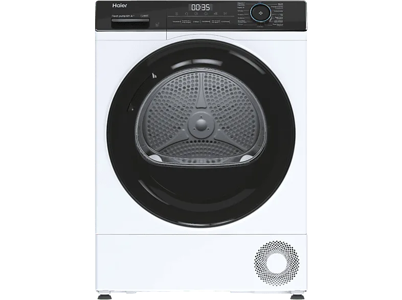 Secadora bomba de calor - Haier I-Pro Series 3 HD100-A2939E-IB , 10 kg, 15 programas, I-Refresh, Drying Lens, Blanco