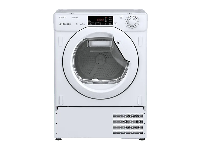 Secadora bomba de calor integrable - Candy BCTD H7A2TE-S, 7 kg, 15 programas, Smart check-up, Wi-Fi, Sin panelar