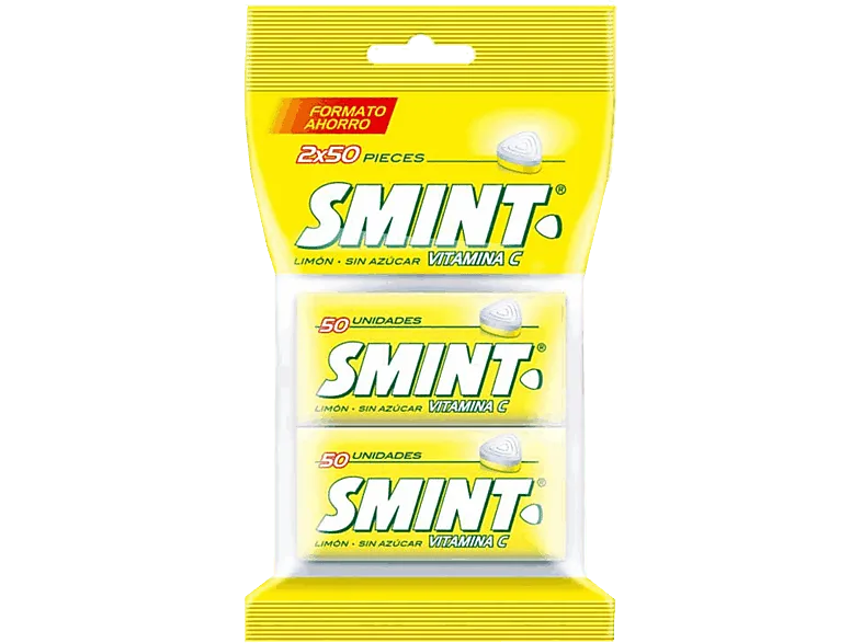 Caramelos - Smint Twinpack (by Chupa Chups), Sabor Limón, Sin gluten, azúcar, Vitamina C, 2x50 unidades, 70g