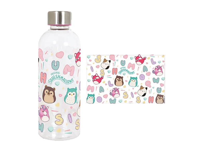 Botella - Sherwood Squishmallows, 850 ml, Plástico libre de BPA, Transparente
