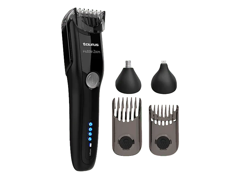 Barbero - Taurus Hubble Zoom, Afeitadora, Uso en seco y húmedo, Autonomía 90 min, Carga rápida, Peine de 12 niveles, Accesorios, Ergonómico, Negro