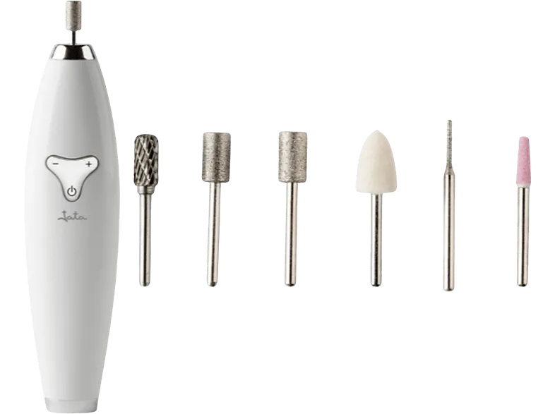 Set de manicura y pedicura - Jata JBSM1200, 6 En 1, Motor doble sentido, Blanco + Caja magnética