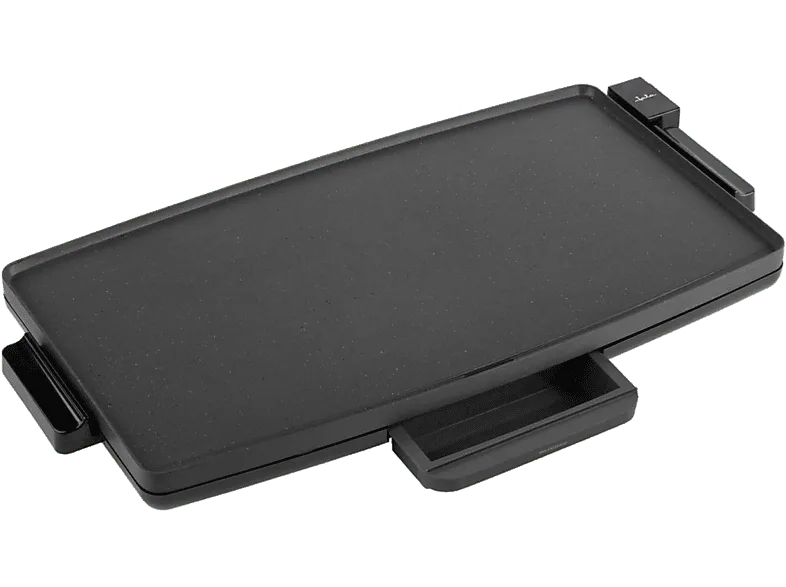 Plancha de asar - Jata JEGR1603, 2400 W, Recubrimiento antiadherente, Asas toque frío, Bandeja recogesalsas Negro