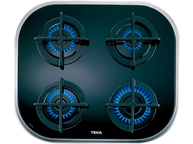 Placa de gas - Teka 10205283 CG.1 4G-AI-AL, 4 zonas, Gas natural, Polivalente, Sin mandos, 59 cm