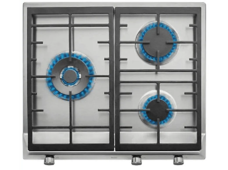 Placa de gas - Teka EX 60.1 3G AI AL DR CI BUT, 3 zonas, Gas butano, 60 cm, Acero inoxidable