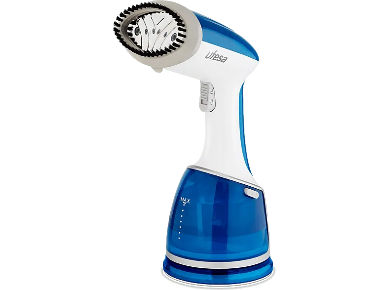 Plancha de vapor vertical - Ufesa GS1700, 1700W, 25 gr/min, Autonomía 20 min, 0.22 l, Blanco/Azul