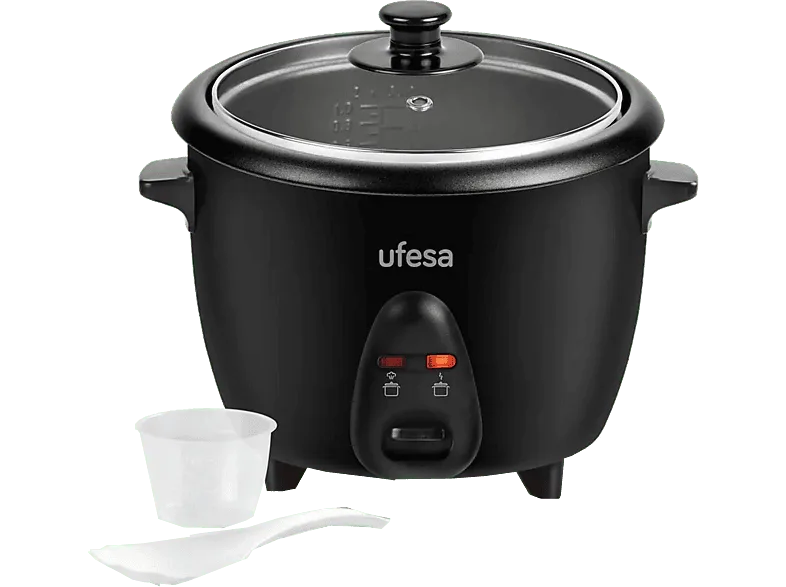 Arrocera - Ufesa AR4080 Basmati, 700 W, 1.8 l, Cubeta anti adherente extraíble, Función mantener caliente, Negro