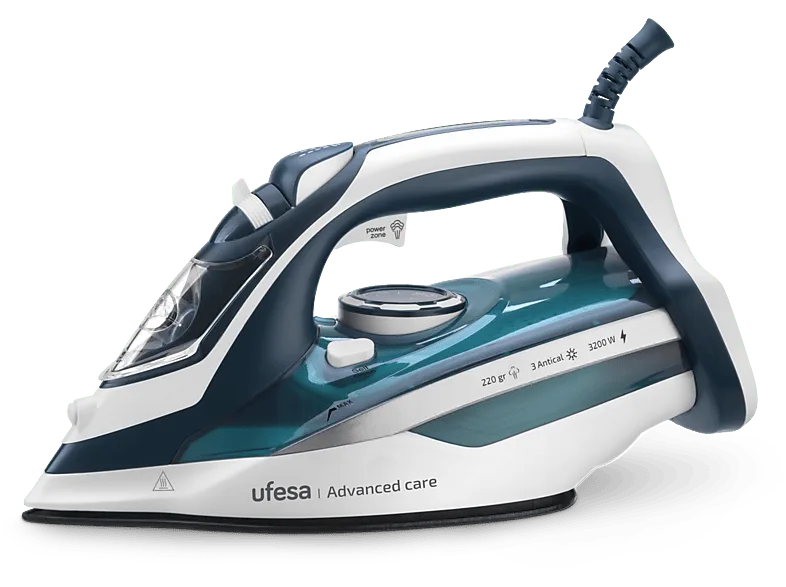 Plancha de vapor - Ufesa Advanced Care, 220 g/min, Vapor continuo 40 450 ml, 3200 W, Azul