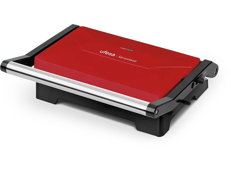 Sandwichera - Ufesa Stromboli, 1000 W, Placas antiadherentes, Rojo y negro