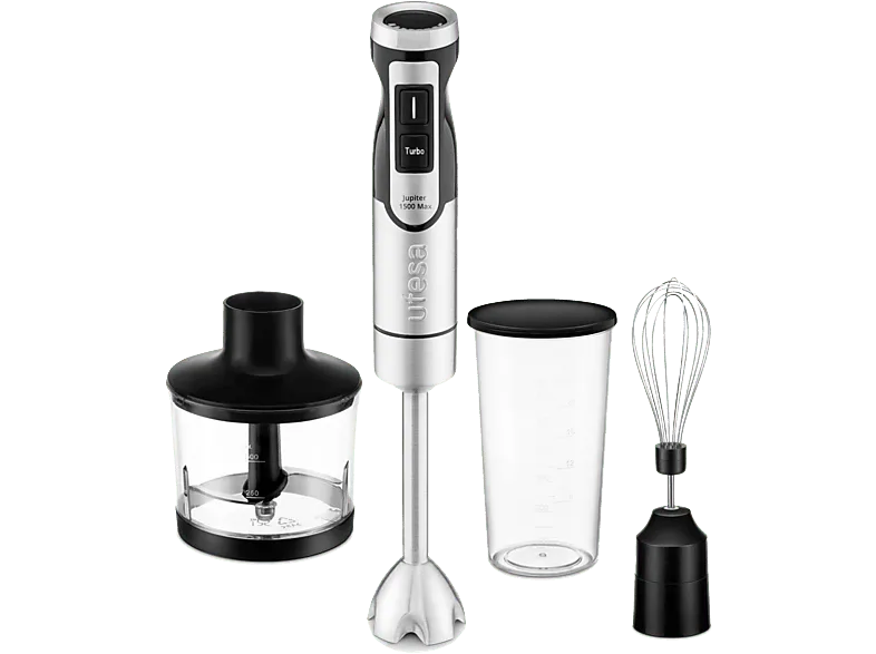 Batidora de mano - Ufesa Jupiter 1500 Max, W, Velocidad variable, 4 cuchillas, Inox